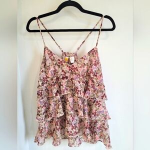 Beautiful floral tank with ruffles-Size M